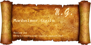 Manheimer Gyula névjegykártya