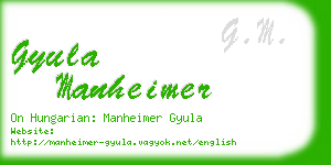 gyula manheimer business card
